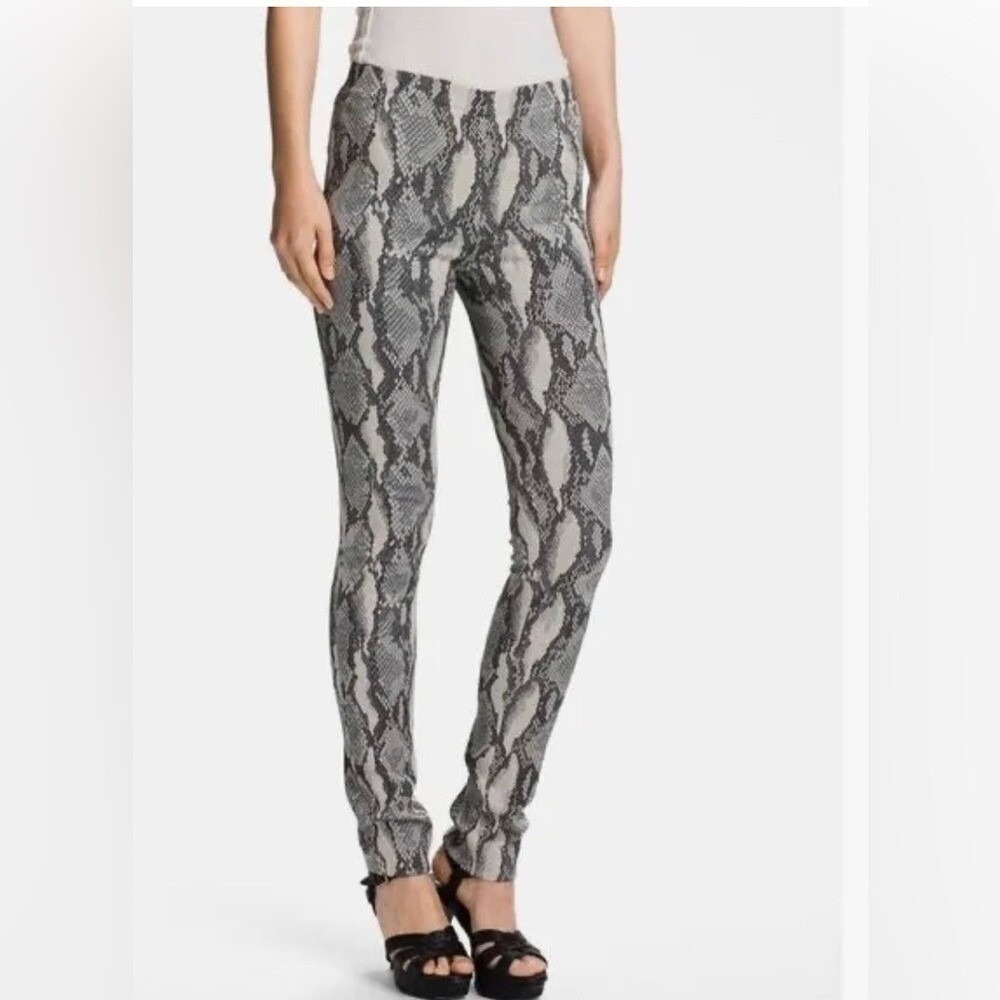 Zadig & Voltaire Pharell Python Pants Women Sz Med Grey Leggings Indie Chic Edgy - Picture 2 of 12